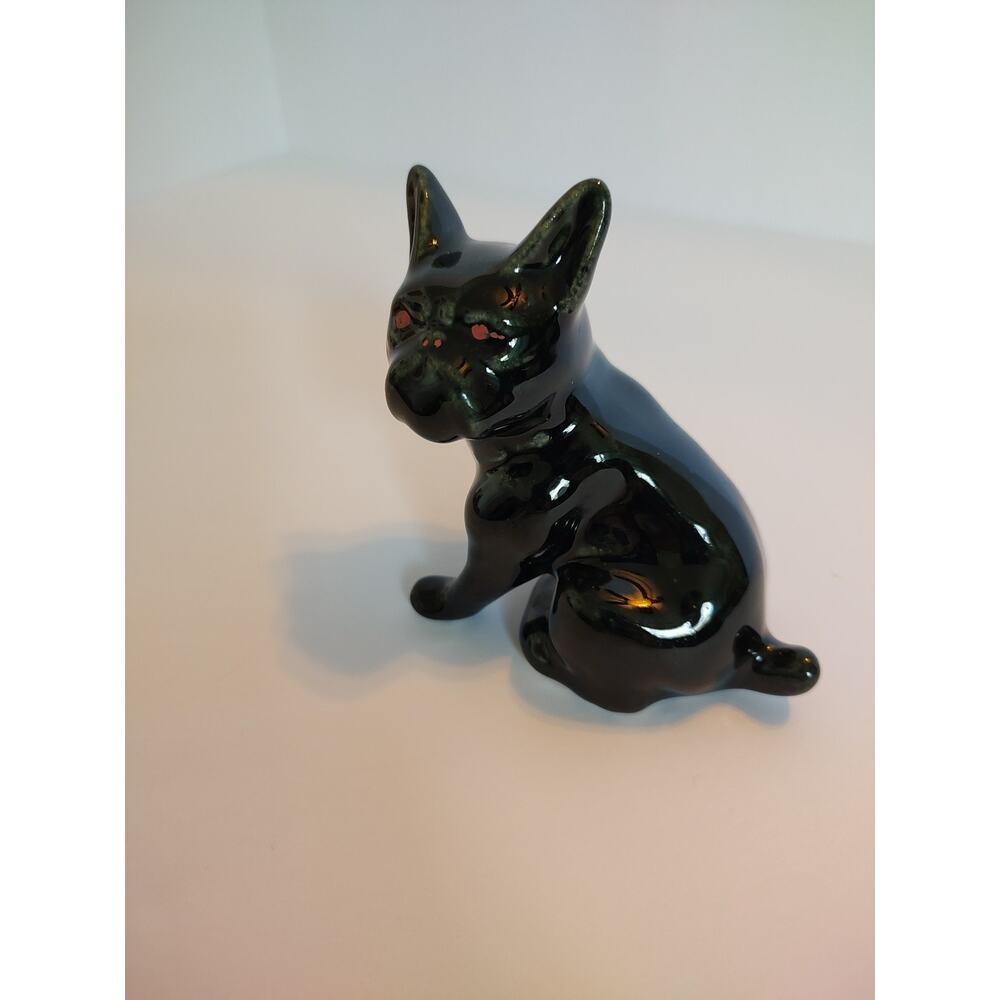 French Bulldog Frenchie Dog Black Shiny 4" Ceramic Decorative Figurine Statue